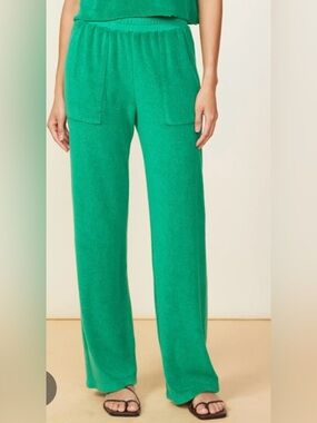 Monrow Terry Cloth Patch Pocket Pant Green XL